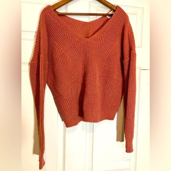 Poof! Sweaters - Proof Apparel, cropped sweater, cableknit, dark peach, excellent condition, med